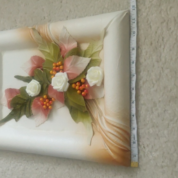 Vintage Leather Floral Wall Art Handmade 3D Flower Design Frame Art - Picture 6 of 8